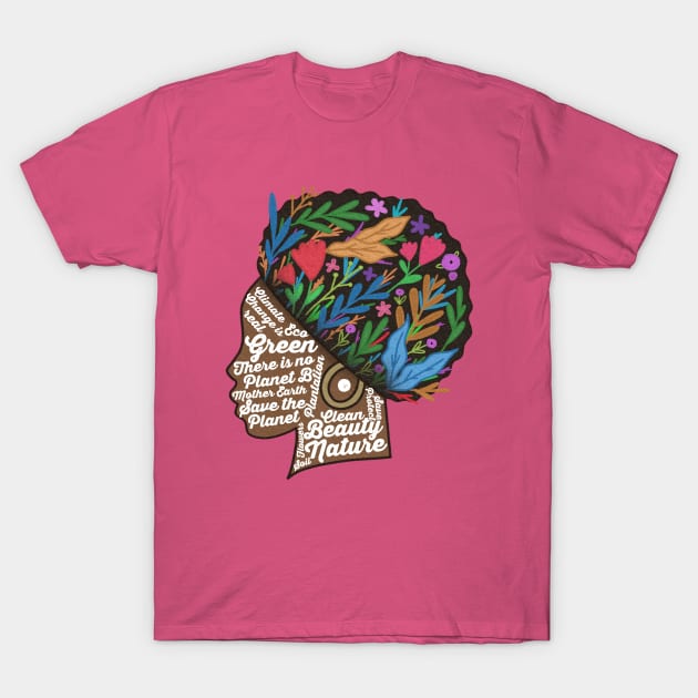 Environmental Slogans on Face with Floral Head T-Shirt by Inspire Enclave